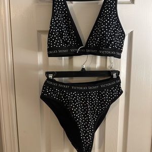 Polkadot, triangle, bikini by Victoria’s Secret black and white.